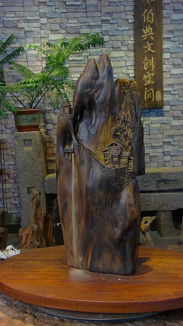 木金丝楠阴沉木山水摆件