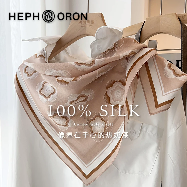 轻奢品牌真丝丝巾女2025新款双绉印花桑蚕丝围巾多功能装饰领巾