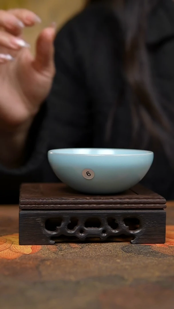 杯仿古宋臻釉鸡心盏杯瑕