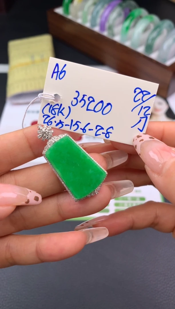 颈饰18K金镶嵌翡翠假一赔三