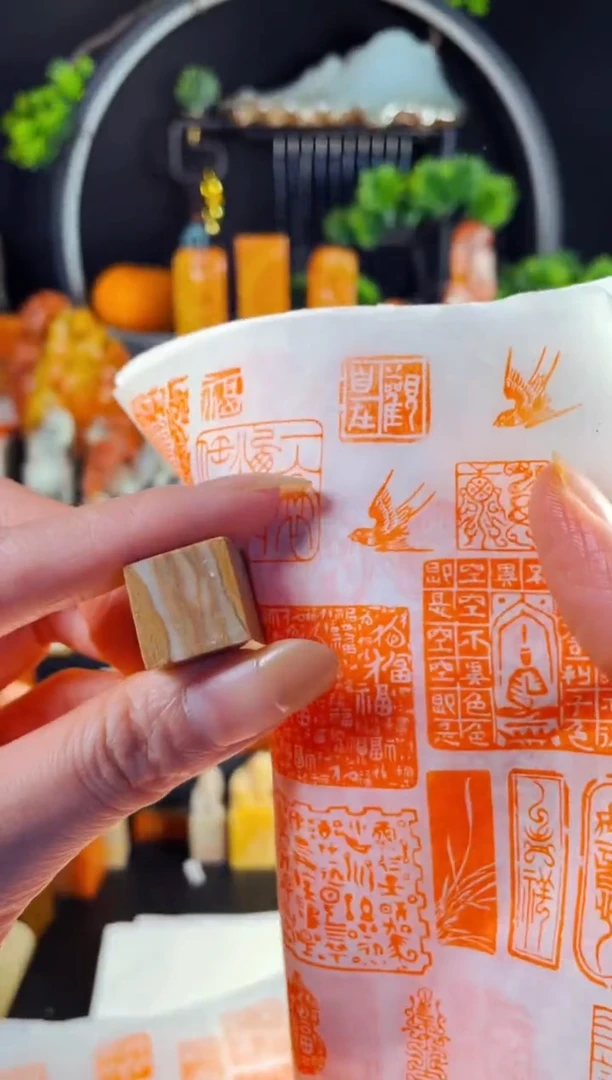 老挝石印石手工篆刻《燕子》1.5木纹