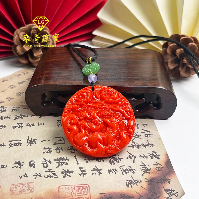 年终狂欢【来哥珠宝】三姑娘凤九雕刻圆牌吊坠