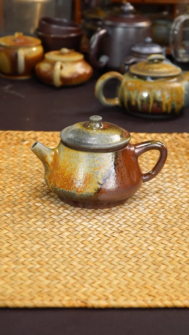 茶壶紫砂纯自然紫砂柴烧