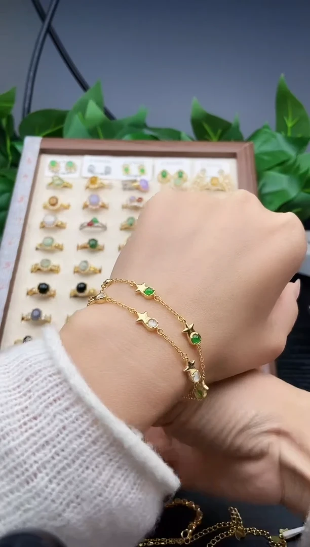 银S925镶嵌手链翡翠12