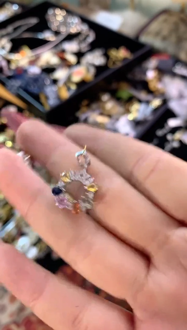 【闪购商品】彩色蓝宝石颈饰银S925镶嵌楚楚中古珠宝甄选不退换