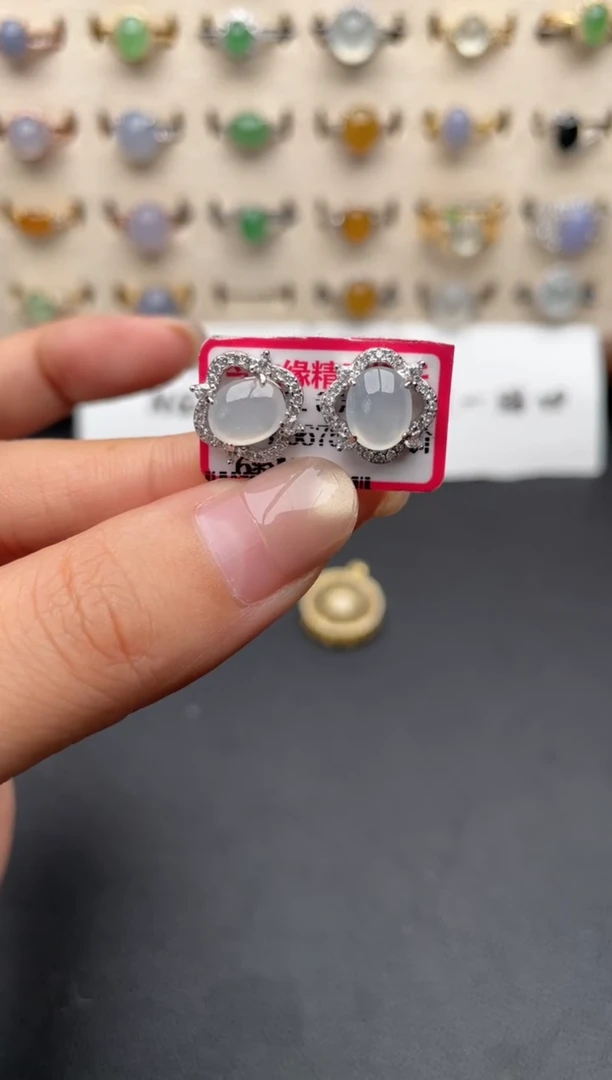银S925镶嵌戒指翡翠一物一证一礼盒