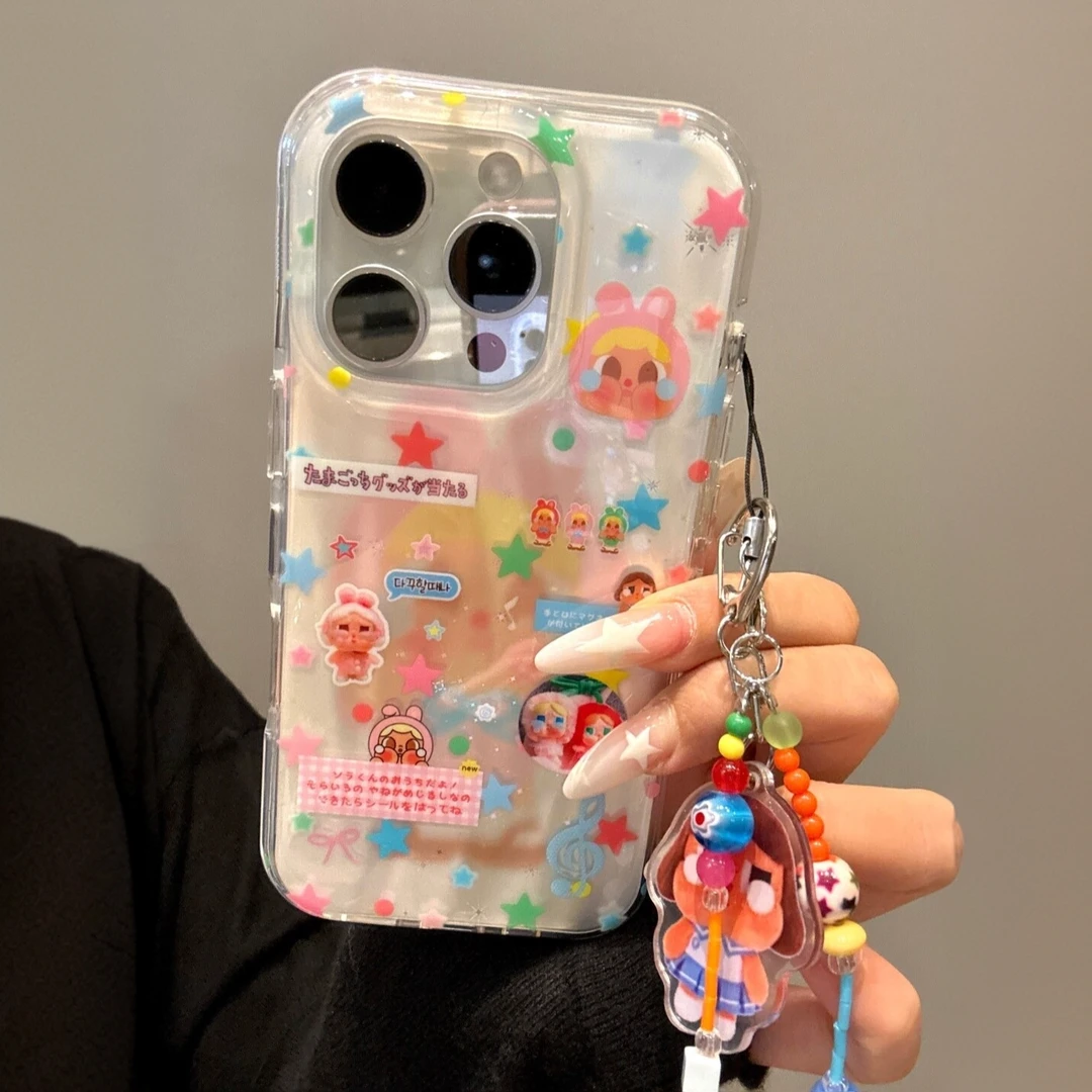 趣味彩星星蝴蝶结音符哭娃适用iPhone14苹果16promax手机壳15硬13