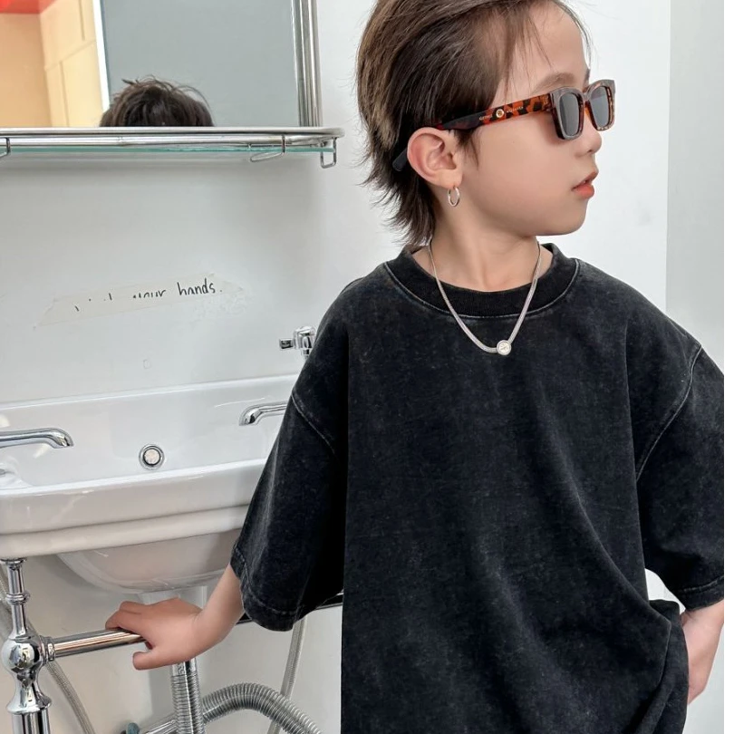 男中性男女均可中性宽松休闲洋气T恤韩版中大童童装KL4S3115