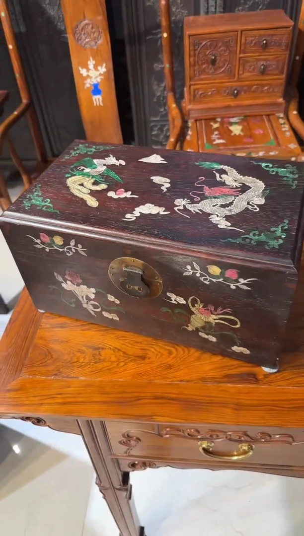 【闪购商品】木木艺40邵氏紫檀龙凤呈祥翻盖箱350.888
