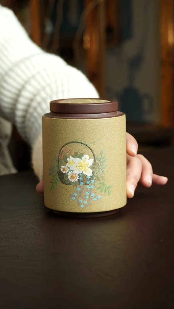 茶杯紫砂23号 新品特惠 繁花茶叶罐100克 宜兴紫砂原矿作品