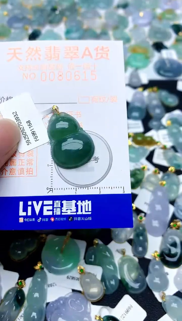 颈饰18K金镶嵌翡翠天然A货翡翠