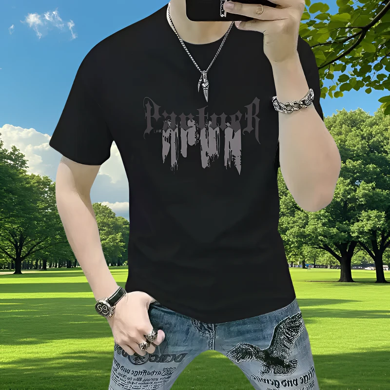 国潮新款重磅夏季时尚纯棉短袖t恤男士休闲宽松潮流百搭上衣半袖