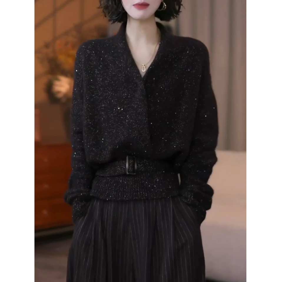 高级感时尚韩版加厚针织衫女2025秋冬新款设计收腰显瘦百搭毛衣衫