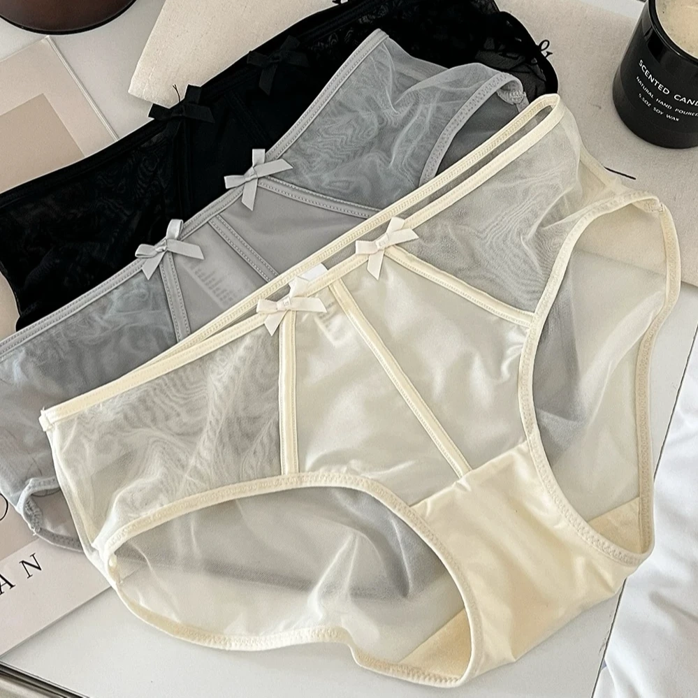 Mimi Angel无痕大码时尚法式性感薄款舒适蕾丝内裤女中腰少女内裤