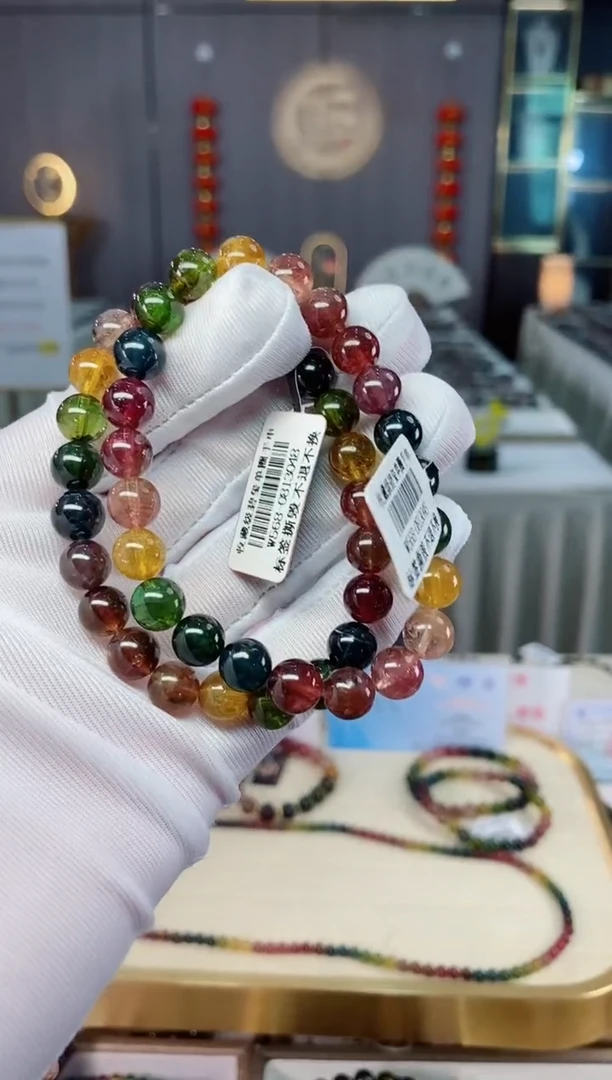 未镶嵌收藏级老矿碧玺单圈手串8mm+碧玺xion多样性发一条