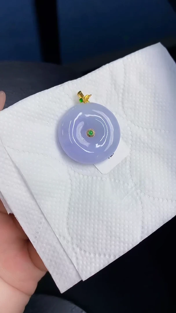 颈饰18K金镶嵌翡翠缅甸天然翡翠A货