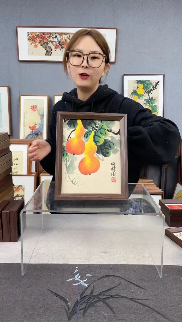 【闪购商品】国画10寸-23*29摆台书法作品-葫芦