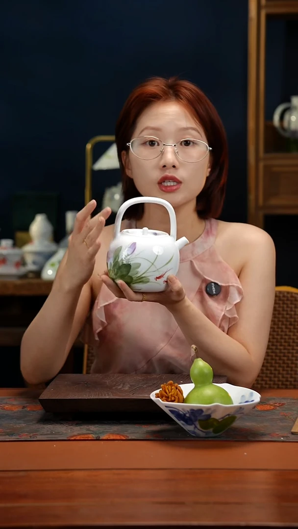 陶瓷景德镇釉中彩餐具小茶壶230cc