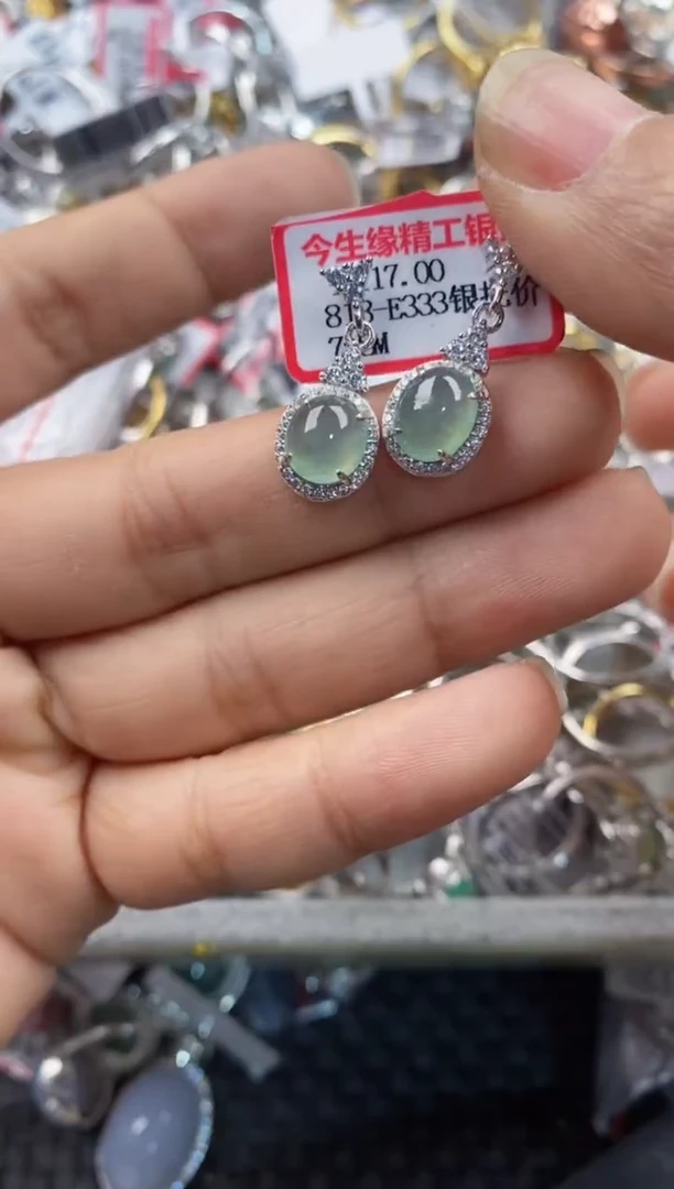 银S925镶嵌戒指翡翠222---7