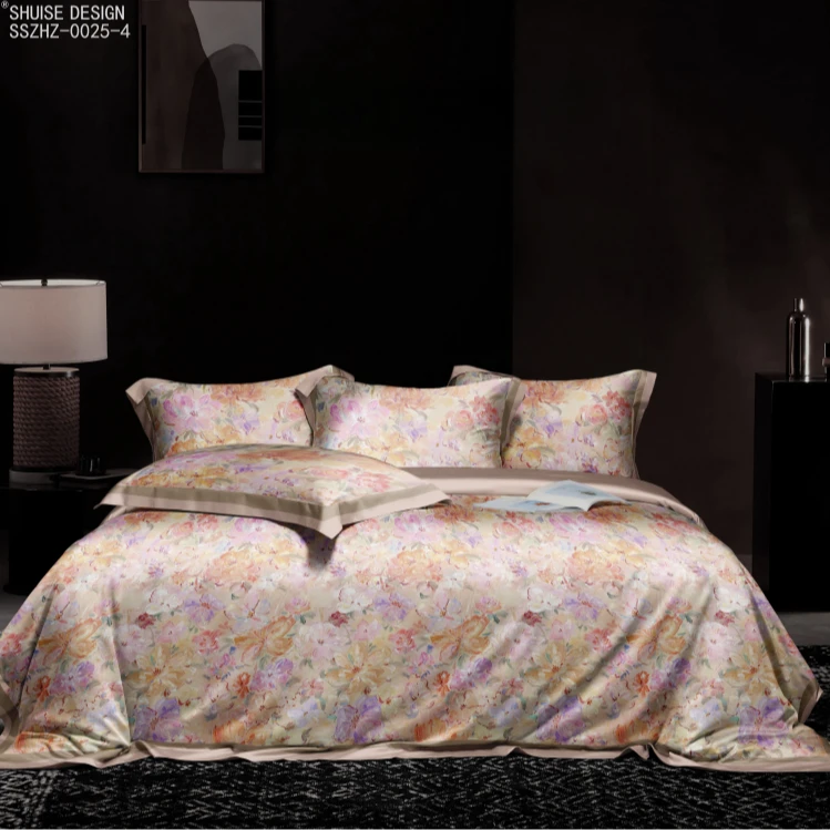 B5414 纯棉100s活性数码印花双人床单 克里斯汀245*250复古风舒适