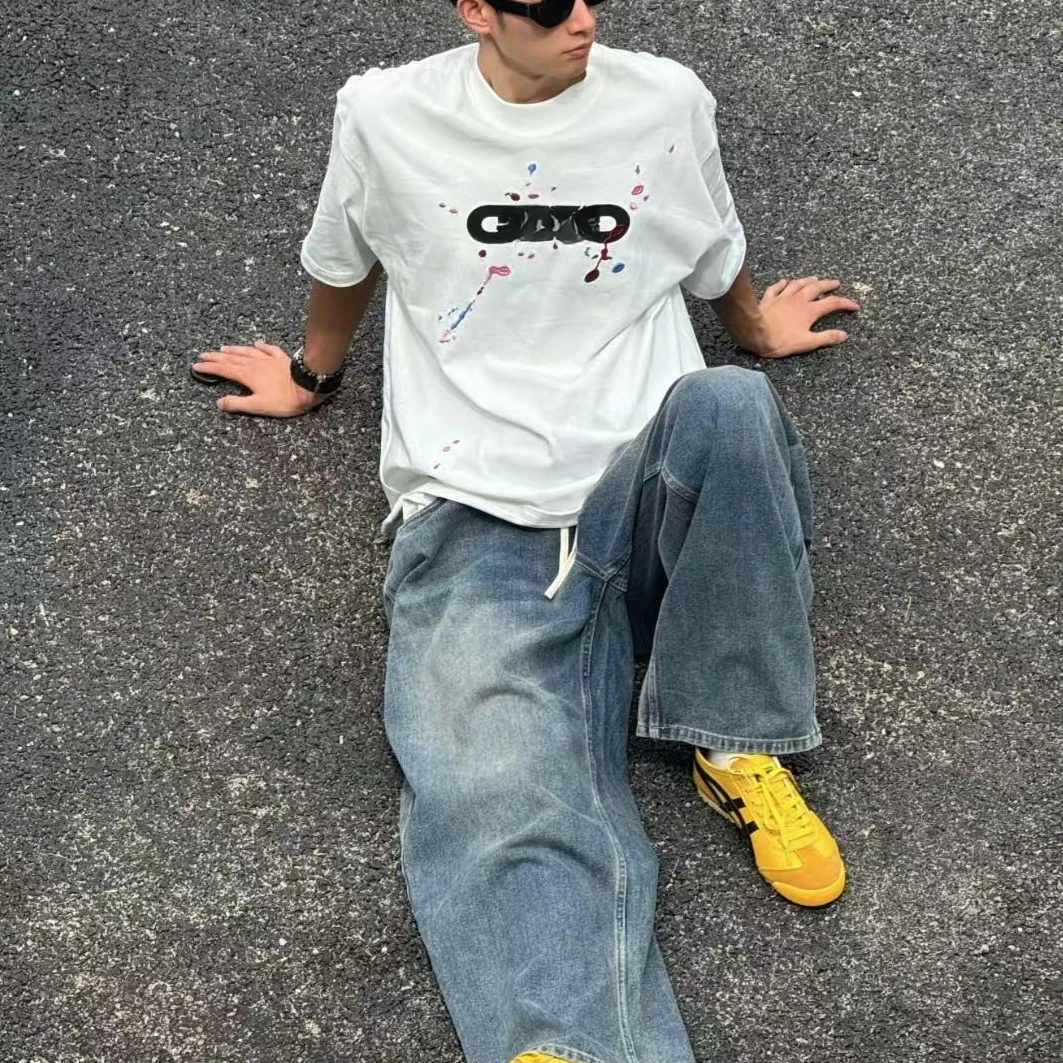 酱酱专属- 泼墨刺绣 上衣男女同款短袖