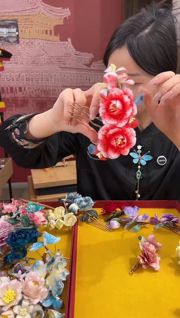 【闪购商品】刺绣非遗绒花（发饰）