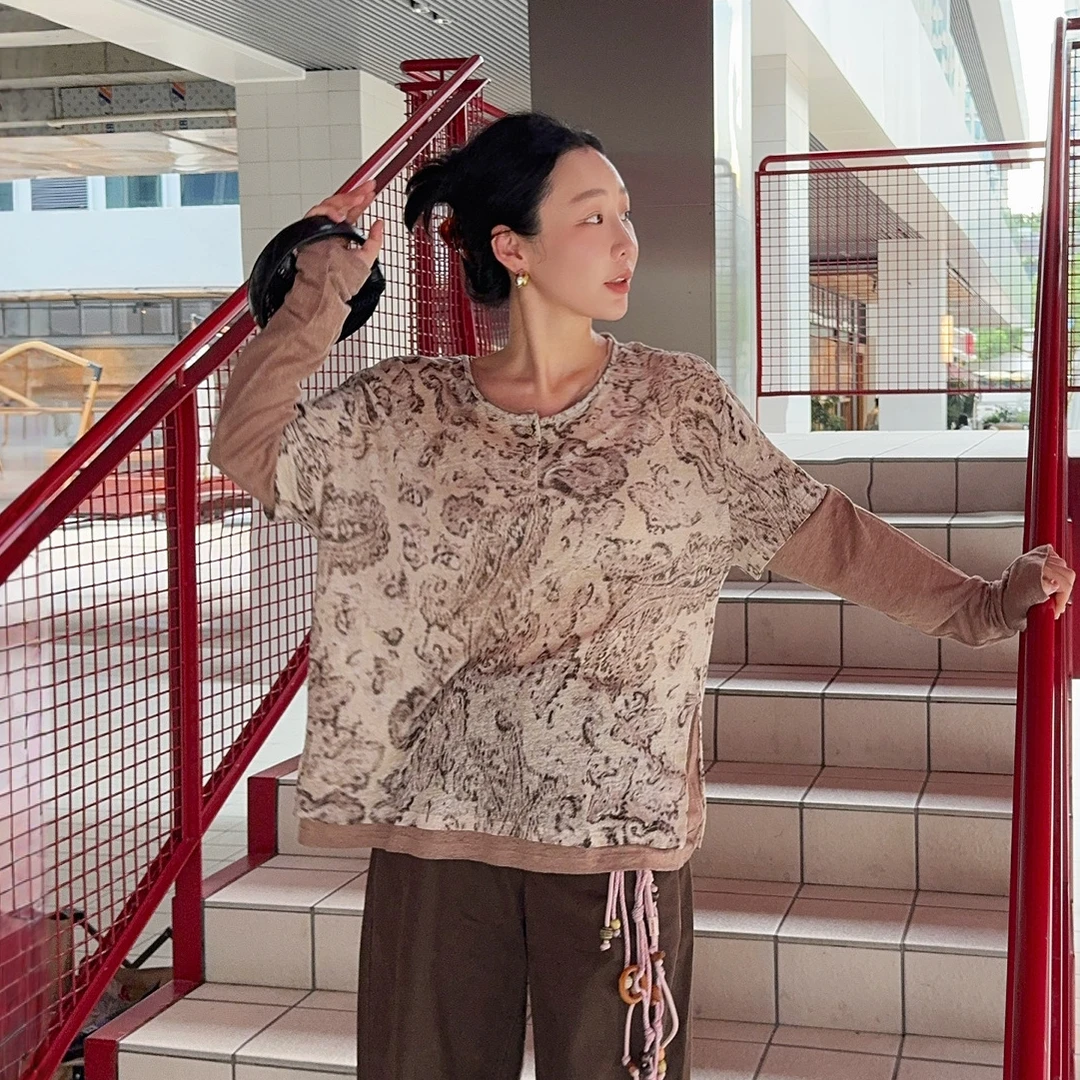 ICE DUST设计师品牌印花拼接袖口T恤DSC买手店CY5L11051