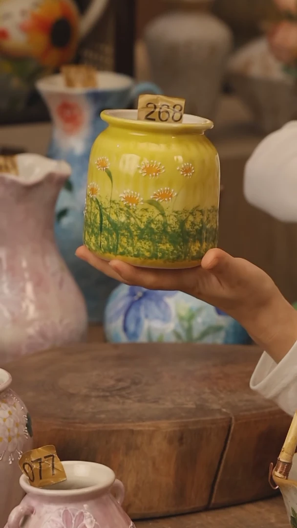 陶瓷景德镇设计师手作花器摆件侘寂风@M268@