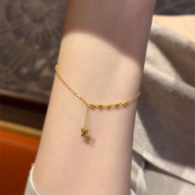 卡柒 铜合金手链 爆闪碎冰冰蝴蝶流苏手链时尚小众设计高级感手饰