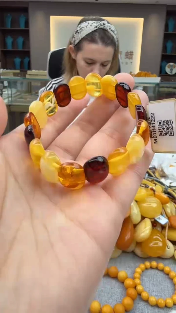 手链琥珀未镶嵌20秒拍号 假一罚三