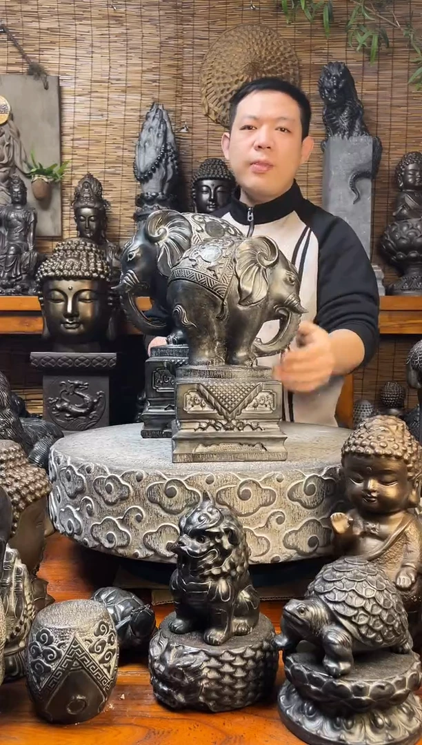 石材32大象墩天然青石雕刻