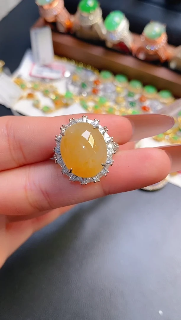 银S925镶嵌戒指翡翠天然