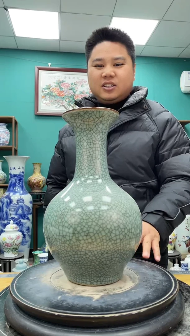 摆件开片赏瓶陶瓷摆件