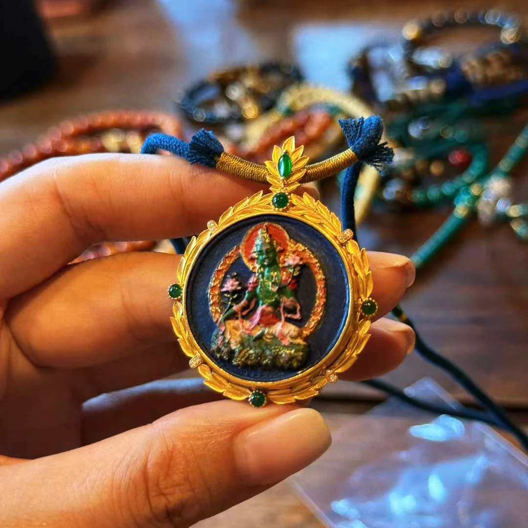 【龙措设计】24k版绿度母吊坠