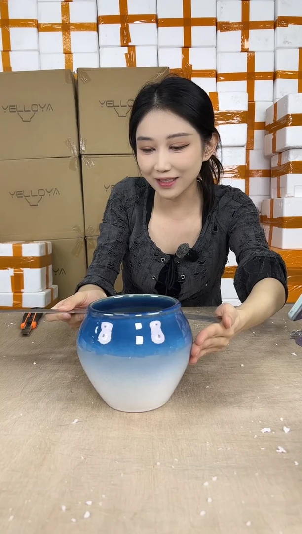 缸型渐变蓝小号13x14微瑕