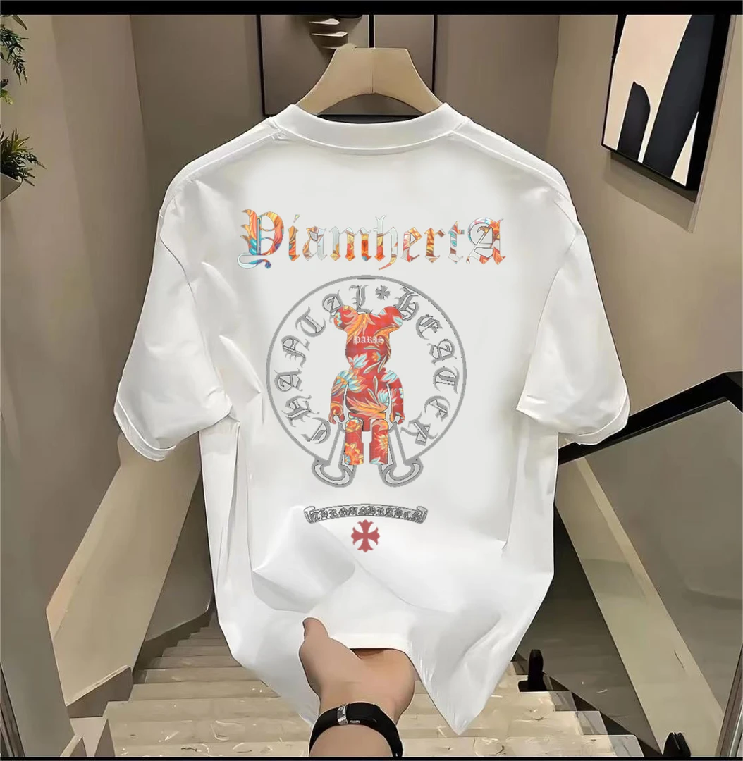 【圆圈熊】纯棉落肩T恤短袖舒适透气百搭ins宽松潮流半袖情侣装