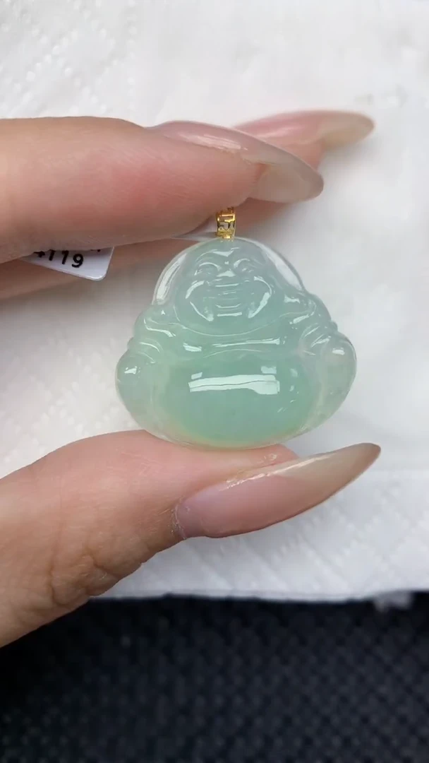 翡翠18K金镶嵌颈饰天然翡翠a货