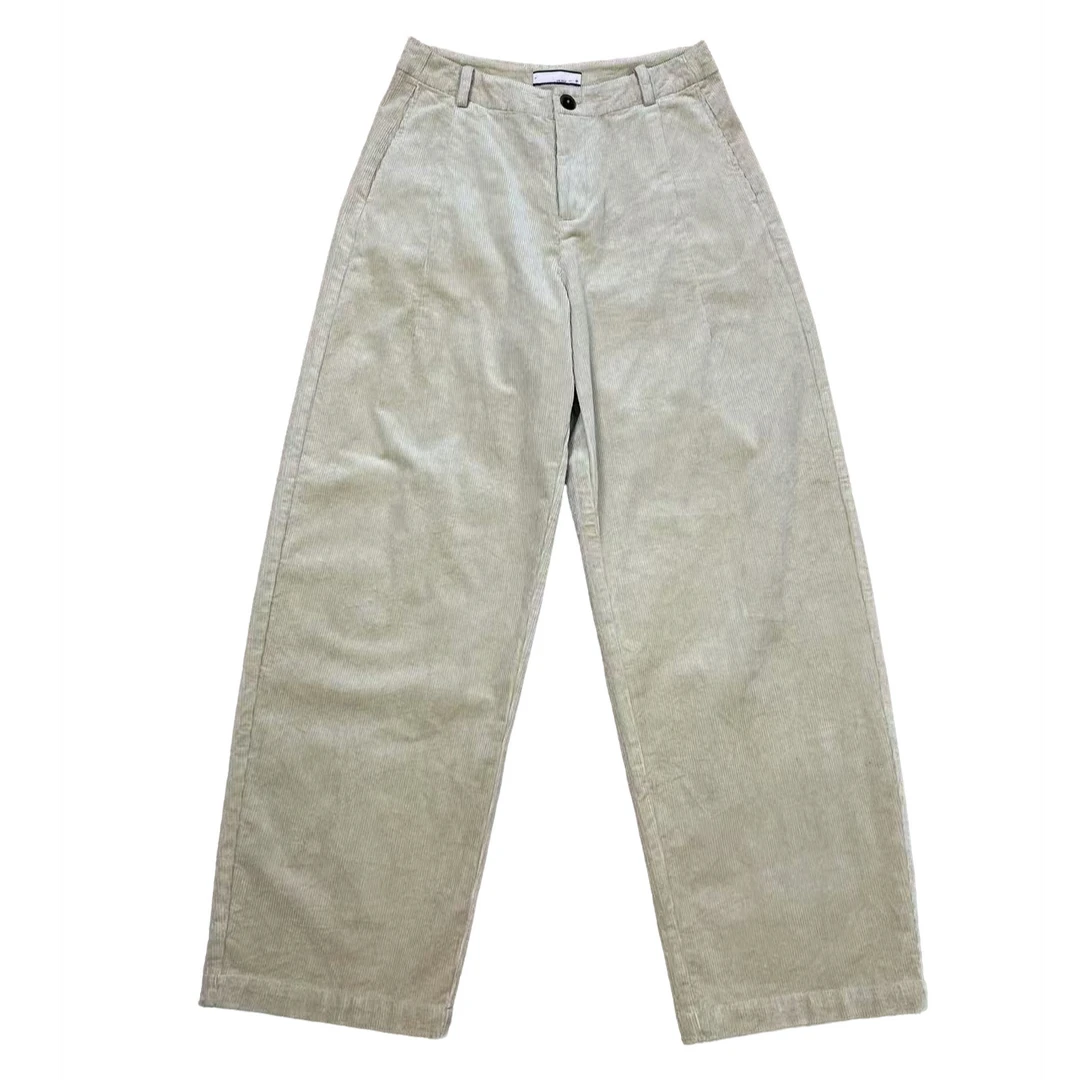 一半---原创设计简约灯芯绒宽松版型长裤24112