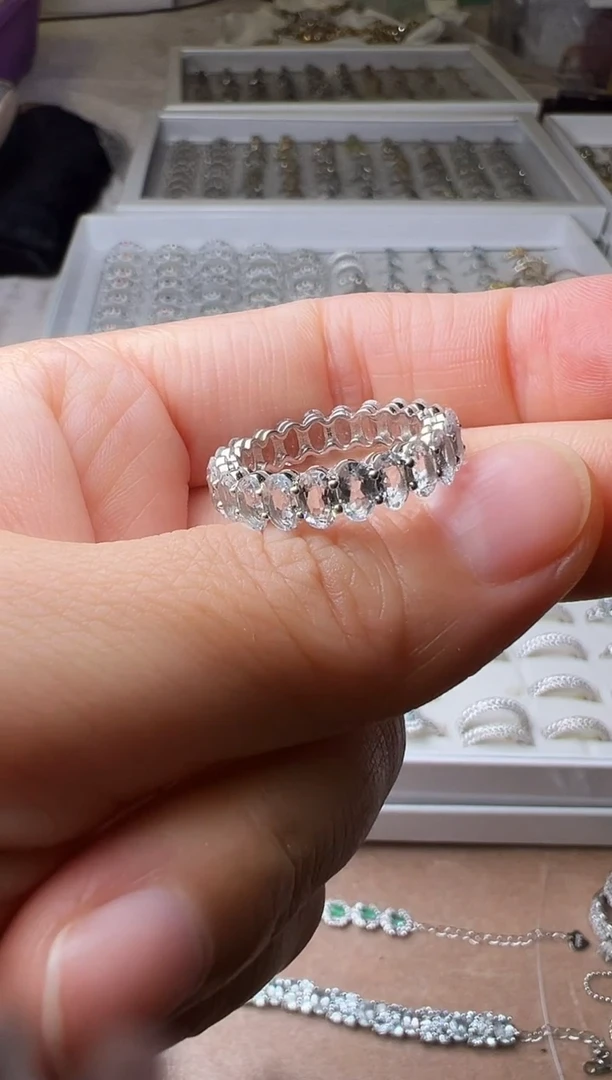 银S925镶嵌戒圈海蓝宝石1119m034多样性发一