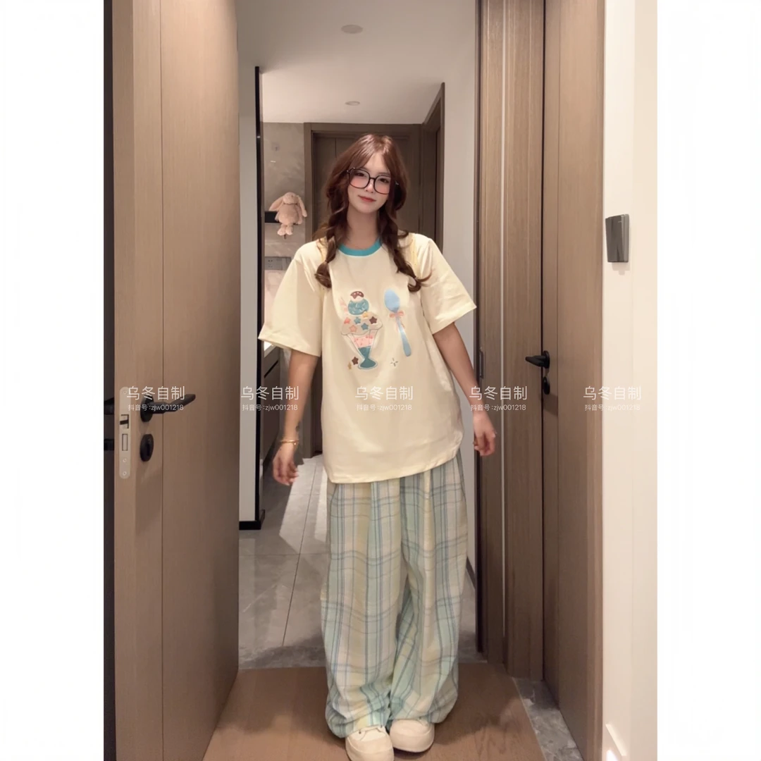 【乌冬原创】“勺子与冰沙”夏季双砂纯棉260克重磅短袖贴布绣～