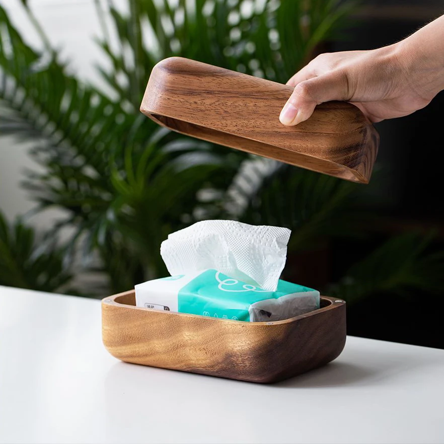 胡桃木纸巾盒抽纸盒简约创意家用客厅轻奢车载可爱