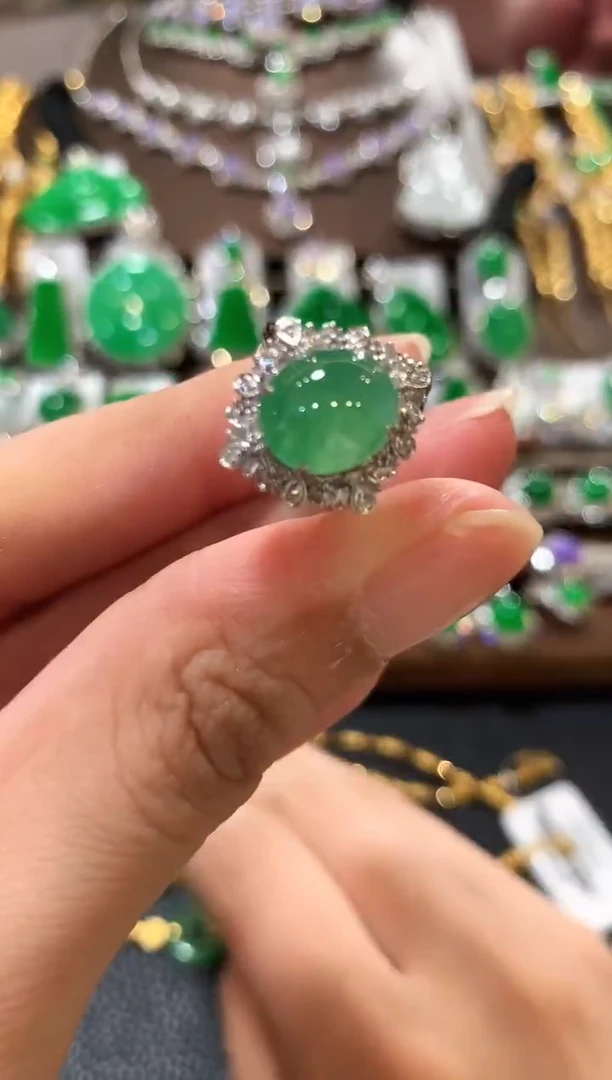 18K金镶嵌戒指翡翠n34多样性一件发货