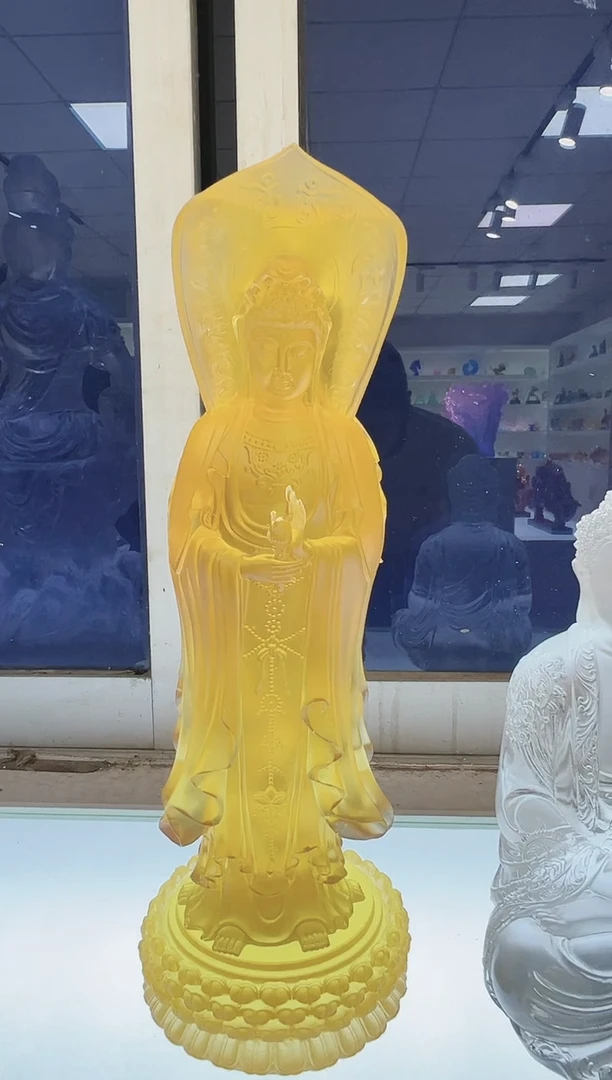 手工艺品琉璃哥****吧古法琉璃41cm南海观音