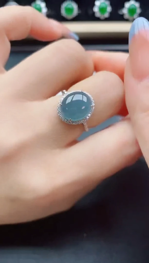 翡翠戒指银S925镶嵌50805