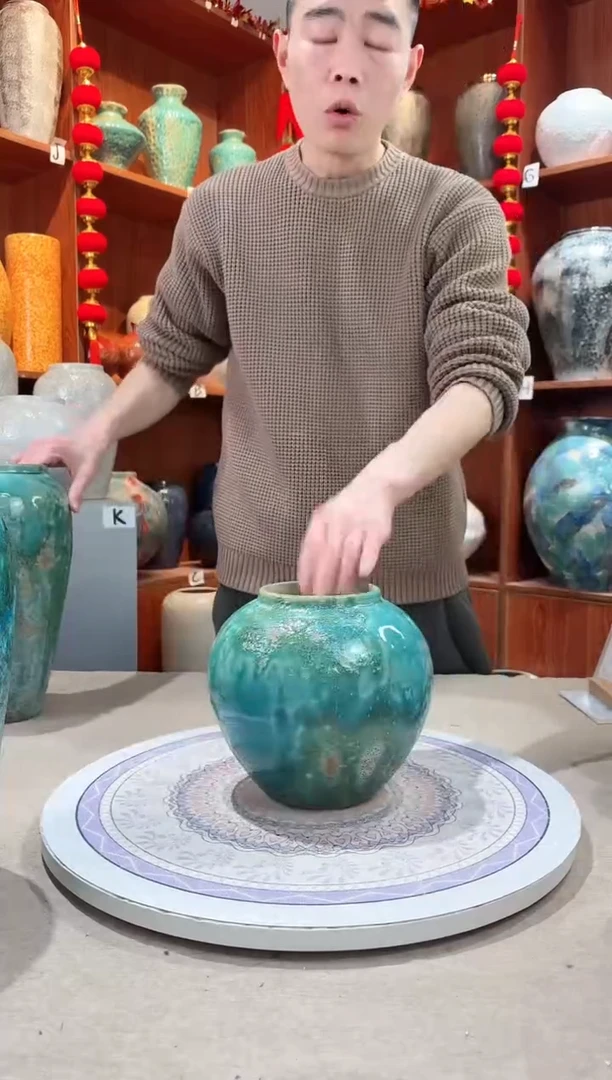 【闪购商品】瓶陶瓷花瓶 无花 草原绿小号