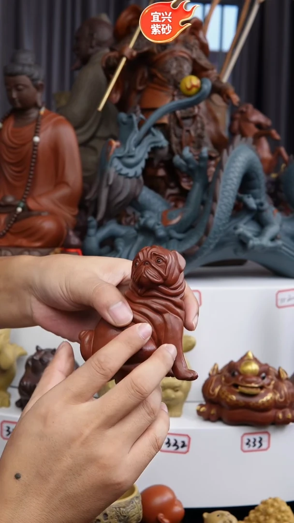 紫砂茶宠朱泥哈皮狗茶宠