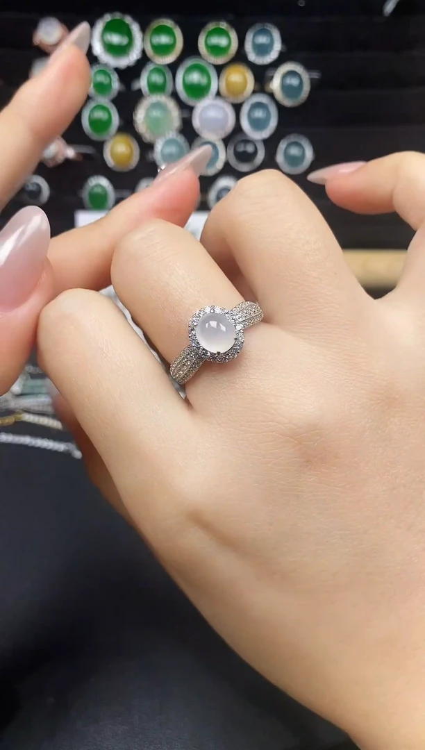 银S925镶嵌戒指翡翠54385