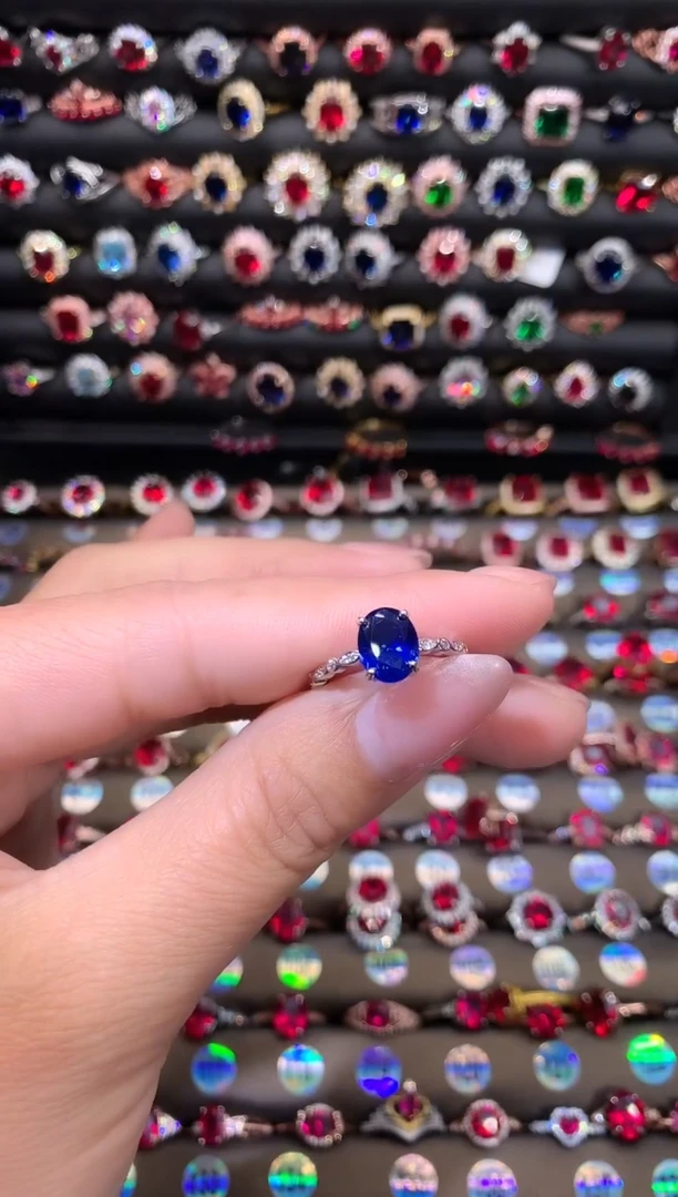 【闪购商品】蓝宝石戒指银S925镶嵌68