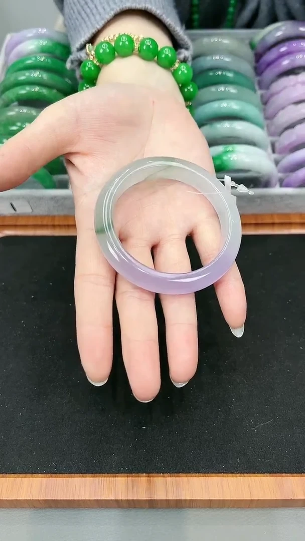 【闪购商品】砖雕s39春带彩冰飘花手镯圈口54-60