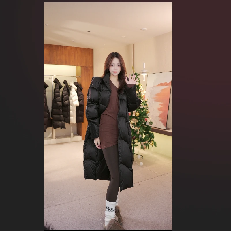 [朗鸥95白鹅绒]25年冬季新款女长款长袖宽松加厚休闲鹅绒服6680